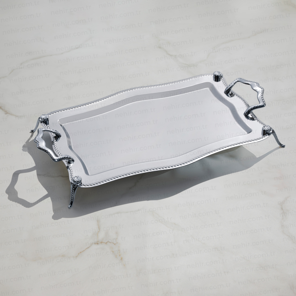 ZİNCİR MIRROR FINISH TEA TRAY WITH STAND